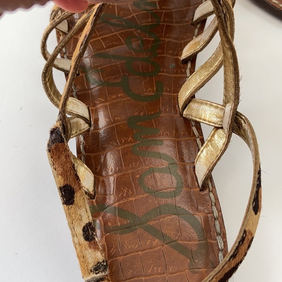 SAM EDELMAN GARLAND Leopard Leather Sandals s8 - Picture 2 of 10